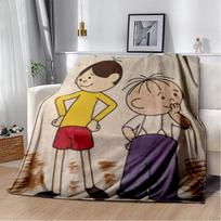 Bolekas ir Lolekas Animacinis Spaudinys Minkštas Flanelinis Antklodė Žalia Žolė Vaikams Sofos Lovo Dangalas Vaikams Animacinių Filmų Gerbėjams 80cm x 120cm