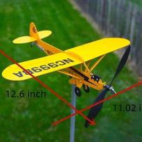3D Piper J3 Cub Vėjo malūnėlis Lėktuvas Metalinis Lėktuvas Vėjo krypties rodyklė Lauko Stogo Vėjo krypties indikatorius Vėjo malūnėlis Sodo dekoras gray