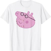 Peppa Pig Happy Daddy Pig Big Face T-Shirt L pink