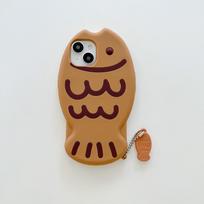 Cute Cartoon Animal 3D Taiyaki Fish Silicone Phone Case For iPhone 17Air 15 14 13 12 16 Pro Max With Pendant Shockproof Cover iPhone 11 brown