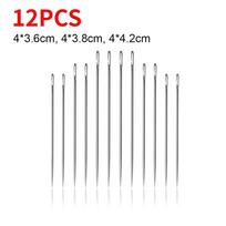 30/12Pcs Side Hole Blind Sewing Needles Stainless Steel Elderly Self Threading Needle Household DIY Jewelry Beading Sewing Tool gray