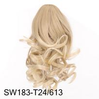 Bybrana Beauty Ilgų plaukų bandelės perukas PonyTail Matinis Aukštos temperatūros šilko pluošto Claw Clip klipas beige