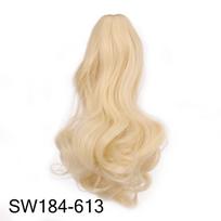 Bybrana Beauty Ilgų plaukų bandelės perukas PonyTail Matinis Aukštos temperatūros šilko pluošto Claw Clip klipas beige