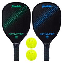 Franklin Sports Padelio ir kamuoliukų rinkinys, medinis rakečių + Padelio 2 žaidėjų aktyvatorius, USA Pickleball (USAPA) Patvirtinta, Daugiaspalvė white