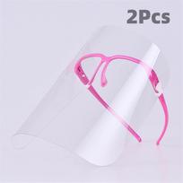 2Pcs Face Shield Transparent Full Face Cover Safety Protective Film Tool Anti-Oil Anti-Fog Kitchen House Clean Dust Proof Mask pink