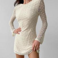 Sexy Backless Slim Fit Long Sleeve Mini Dress With Tie Detail For Women S gray