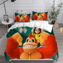D-Donkey K-Kong B-Bananza Bedding Sets Single/Twin/Double Size Duvet Cover Set 2/3 Pieces Sets Gifts for Gamer Kids Adult Size (135x200cm) black