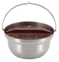 CAPTAIN STAG Outdoor Camping Pot with Wooden Stainless Made in Japan Lid, 22cm, Steel, (Tsubame-Sanjo) UH-4125 black