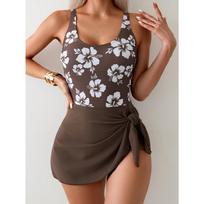 Sling One-Piece Bikini Set Sexy Women's Leopard Print Dress Swimsuit Backless Swimwear Tight Push Up Beach Bathing Suit XXL gray