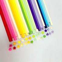 210/540 vnt. Laimingosios žvaigždutės dekoracija Origami laimingosios žvaigždutės juostelės Spalvoti popieriaus lapeliai Popieriaus lankstymo rinkinys Laimės žvaigždutė vaikams