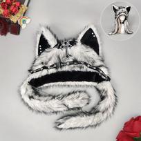 Dark Series Gothic Plush Hat Y2K Cross Metal Style Headwear Cosplay Cat Ear Hat Halloween Punk Rock Warm Cap For Women Men black