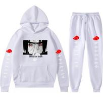 2025 Unisex Naruto Hoodies Rinkinys: Uchiha Itachi Spausdintas Džemperis ir Kelnės XL