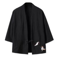 Green Red Blue Embroidery Haori Kimono Harajuku Japanese Style Plus Size Men Samurai Costume Yukata Asian Clothes Cardigan Women Jacket XXL black