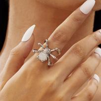 Gothic Punk Exaggerated Spider Finger Rings For Women Men Vintage Creative White Black Insect Spider Open Ring Halloween Jewelry brown
