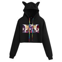 2023 Oshi No Ko Starry Child Cat Ear Anime Hoodie XS black