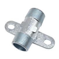 Pipe Wall Fitting with Two-Hole Mounting Base, Threaded Cast Iron Joint for Home Plumbing Installation Projects