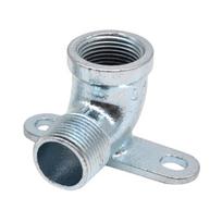 Pipe Wall Fitting with Two-Hole Mounting Base, Threaded Cast Iron Joint for Home Plumbing Installation Projects