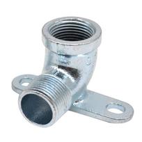 Pipe Wall Fitting with Two-Hole Mounting Base, Threaded Cast Iron Joint for Home Plumbing Installation Projects