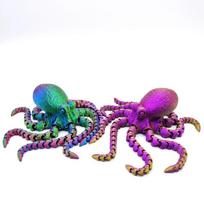 Vibrant Color Deep Sea Octopus 3D Printed Figurine Movable Joint Simulation Eye Versatile Desktop Decor (as the picture,Egg 8.5CM Dragon 30C)