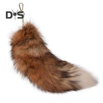 Dirbtinės lapės uodegos raktų pakabukas pakabukas rankų darbo dirbtinio kailio uodega Cosplay Renesanso kailinė uodega rankinės aksesuaras 40cm A brown