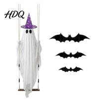 Remote Control Ghost with Timer Halloween Swing Hanging Ornament LED String Lights for Outdoor Decor Adjustable Party Props Yard Light-Up Bat Decor & A white