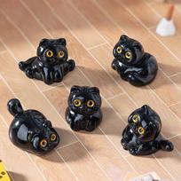 5 vnt./rinkinys Juodo katino ornamentas Mini figūrėlės Miniatiūrinės dervinės Mielas kačiukas Mikro kraštovaizdžio amatai Maži papuošalai Stalo dekoracija 5pcs gray
