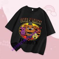 Boys Girls Summer Fashion T-shirt Kids Clothes FNAF Breathability T-shirts Children Five Nights At Freddy Cute Short-sleeved Top 140 black