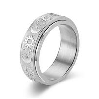 Star Moon Sun Cast Rotatable Decompression Hand Ring 12 white