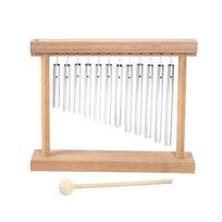 Bar Chime with Wooden Stand Relaxing Musical Percussion Instrument Hand Chimes for Classroom white