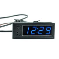 Reguliuojamas automobilio temperatūros laikrodis 12V 3 viename Termometrai Voltmeterio matuoklis Elektroninis laikrodis LED skaitmeninis ekranas LCD ekranas