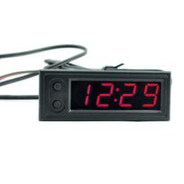 Reguliuojamas automobilio temperatūros laikrodis 12V 3 viename Termometrai Voltmeterio matuoklis Elektroninis laikrodis LED skaitmeninis ekranas LCD ekranas raudona