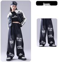 Naujųjų Metų Vaikų Hip Hop Šokio Apranga - Amerikietiška Madinga Odinė Striukė ir Pasiruošimo Rinkinys 130 cm white