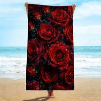 Dramatic Black & Red Rose Towel, Lush Realistic Rose with Dew Drops Print Bath Towel, Bold Romantic Summer Essential 1pcs 27x55inch 70x140cm&1pc black