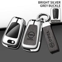 For Opel OPCline ASTRA CORSA INSIGNIA MOKKA VECTRA GTC Tigra Car Key JXTJZW3 Chain Metal Key Shell Car TPU Zinc Alloy Key Case Bag gray