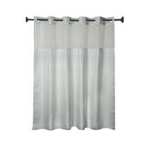 Shower Curtain with Rings and See Through Top Waffle Pattern Double Layer Water Proof Curtain for