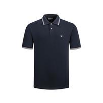Emporio Armani Navy Cotton Blend Micro Silhouette Polo Shirt With Logo Decoration Men tops EM004607-AF23090-1UB118 XXL black