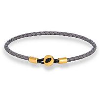 Gold Stainless Steel Button Braided Leather Bracelet For Men Women Couple Jewelry Gifts L(23CM) white