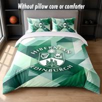 Hibernian FC Design Bed Bedding Set 1 Duvet Cover + 2 Pillowcases Soft Breathable Household Bed Linens 135cm*200cm gray