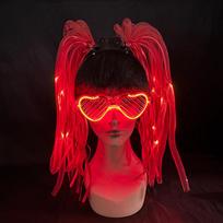 Juokinga LED Mirksinti Kasos Galvos Juosta Šviečianti Makaronų Galvos Juosta Mergaitei Moteriai Rave Karnavalo Šventės Galvos Apdangalo Reikmenys Baro Naktinio Šou Rekvizitas red