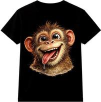 Funny Monkey T Shirt Playful Smiling Animal Graphic Tee Casual Fun Gift Top XS brown
