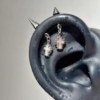 Silver Color Pointed Cone Cross Pendant Ear Bone Nail For Women Earring Puncture Gothic Cochlea Accessories black