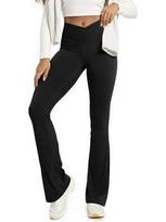 High-Waisted Fleece-Lined Butt-Lifting V-Waist Flare Fitness Pants for Women - Autumn/Winter Sportswear. S black