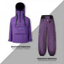 Unisex Snowboarding Ski Jacket Pants Set With Reflective Letters Waterproof Windproof Outdoor Winter Gear 2XL