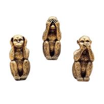 Resin Monkey Statues 3PCS See No Hear No Speak No Evil Home Decoration for Art Lover and Office Decoration beige