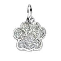 Cat Dog Paw Print Dog Cat Tags Anti-Lost Pet Glitter Pendant with Hook Exquisite Pet Collar Tag Pendant Kitten