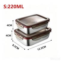 304 Stainless Steel Food Lunch Bento Box Sealed Leakproof Travel Storage Box Household Pickle Box Microwave Heating Lunchboxs 2Pcs 220ml gray