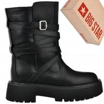Big Star OO274A185 women's ankle boots, natural leather, black - grain leather