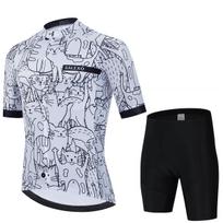 Katė Juoda ir Balta Dviratininko Džersio Rinkinys Vyriškas Vasarinis Trumpomis Rankovėmis Dviračio MTB Dviratininko Drabužiai Animacinis Maillot Ciclismo Uniformos Kostiumas 3XL