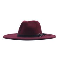 ebay metal ring simple belt flat brim big edge cm jazz hat woolen top hat M（56-58cm） black