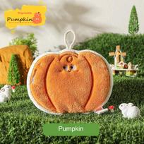 Pumpkin Shape Coral Fleece Hand Towel Three-layer Thick Super Absorbent Quick-drying Towels for Kitchen Bathroom Handkerchief orange